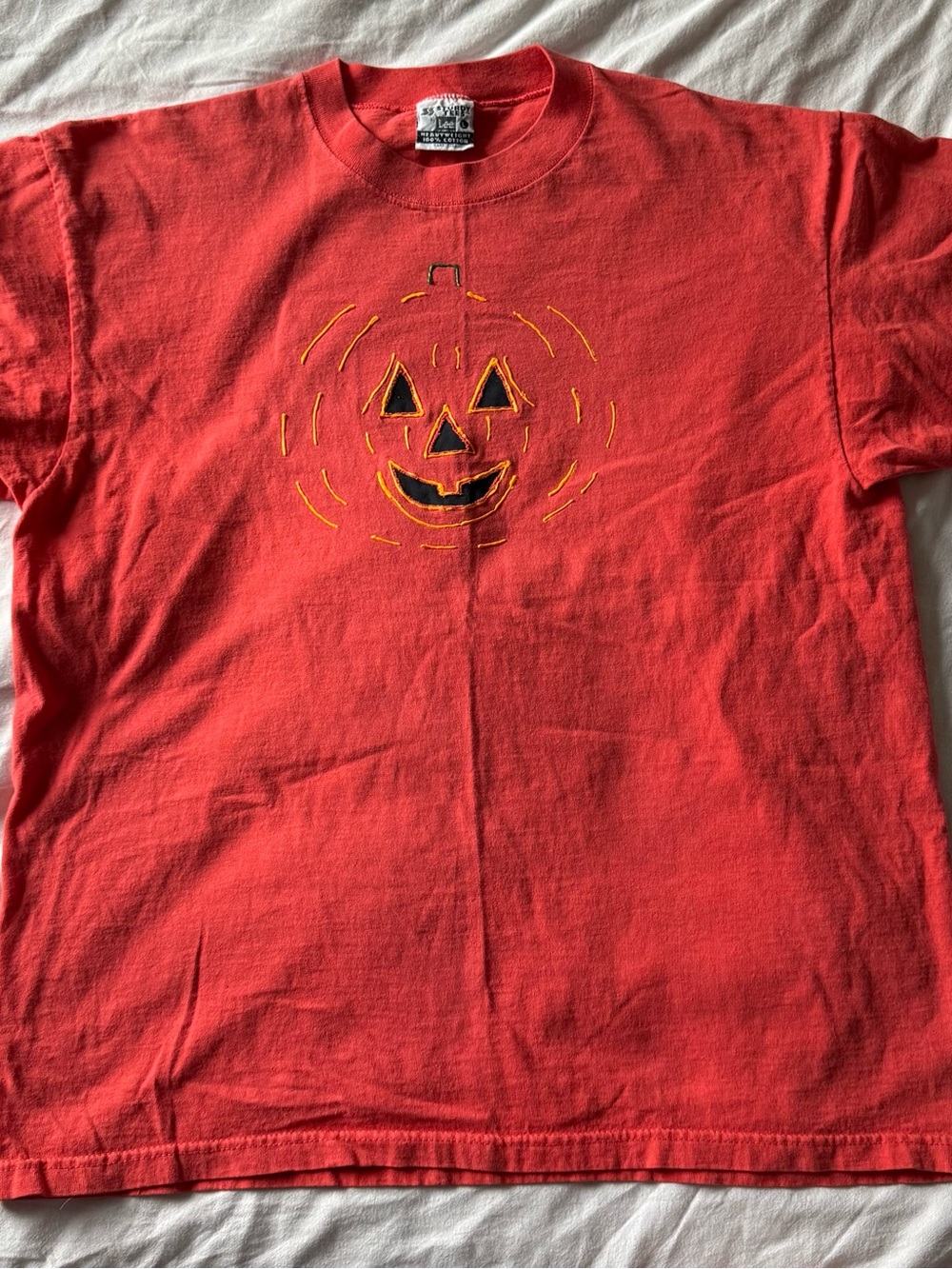 Vintage 90s Halloween Short Sleeve Orange Pumpkin Graphic Tee
